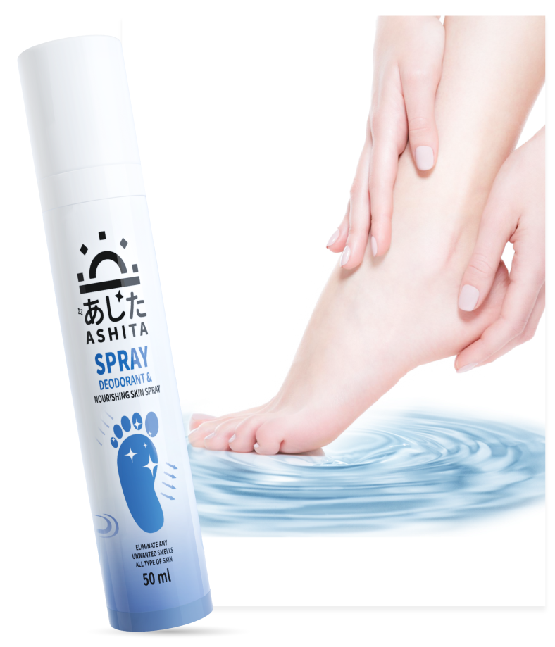 Ashita-Website-Design girl is touching foot with ashitaspray